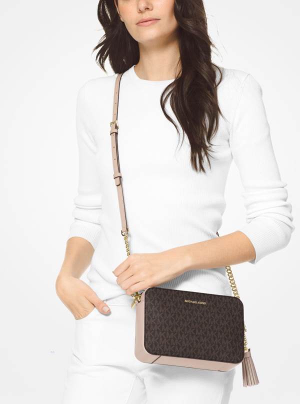 Damske Spojková Taška Michael Kors Ginny Medium Logo Ruzove - Kabelky Michael Kors Slevy | JQRIL-4296